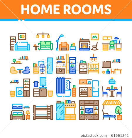 Home Rooms Furniture Collection Icons Set Vector 插圖素材 61661241 Pixta圖庫 Home Rooms Furniture Collection Icons, Home Rooms Furniture