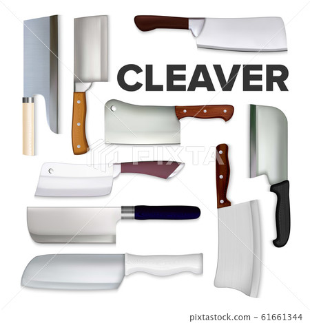 Cleaver Large Meat Knife Collection Set Vector Cleaver Large Meat Knife Collection Set Vector 61661344