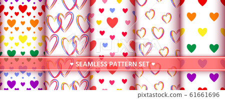 heart seamless pattern set love valentine romantic - Stock Illustration ...