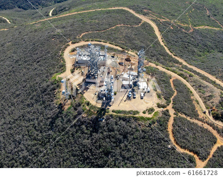Aerial view of telecommunication antennas on the top of Mountain Aerial view of telecommunication antennas on the top of Mountain 61661728