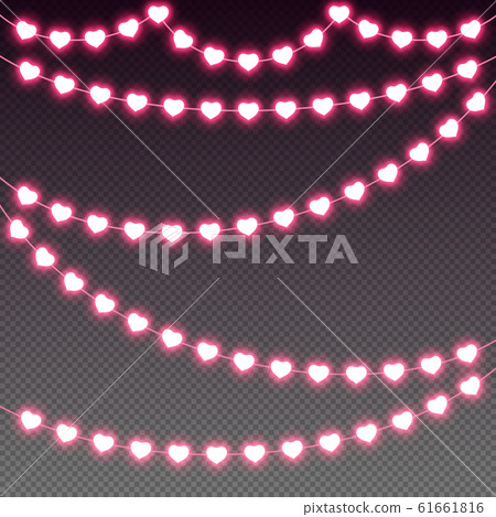 Heart red pink light garland valentine love vector 61661816