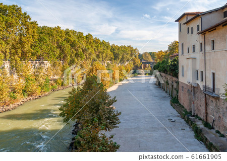 Tiber Island Isola Tiberina on the river Tiber in Tiber Island Isola Tiberina on the river Tiber in 61661905