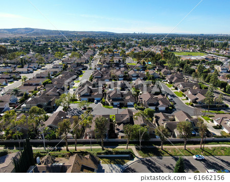 Aerial view of residential neighborhood in Irvine, California 61662156
