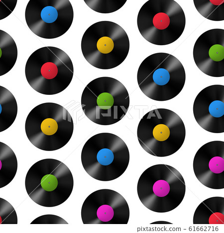 Realistic 3d Detailed Retro Vinil Seamless Pattern Background. Vector Realistic 3d Detailed Retro Vinil Seamless Pattern Background. Vector 61662716