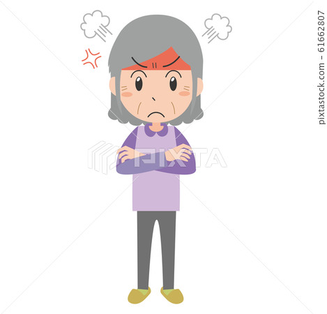 Granny Woman Angry Frustrated Grumpy - Stock Illustration [61662807 