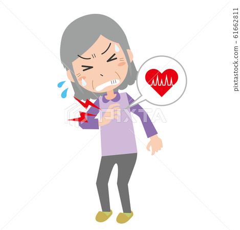 Granny woman chest pain heart electrocardiogram heart rate 61662811