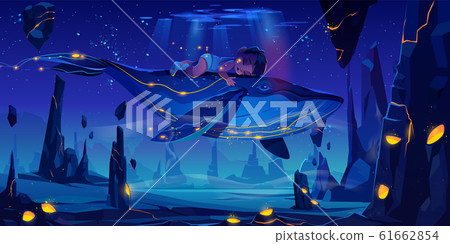 Fantasy dream, space fairy tale with huge whale 61662854