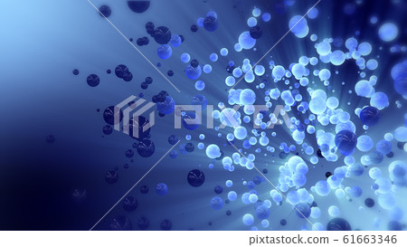 Abstract 3d rendering blue flying spheres flying in empty space Abstract 3d rendering blue flying spheres flying in empty space 61663346