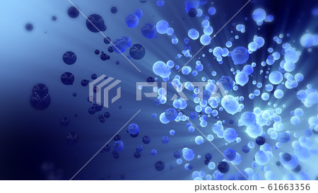 Abstract 3d rendering blue flying spheres flying in empty space Abstract 3d rendering blue flying spheres flying in empty space 61663356