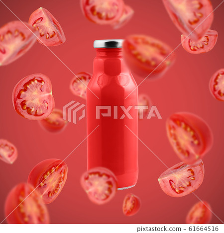 Red vegetable tomato juice with flying ingredients Red vegetable tomato juice with flying ingredients 61664516