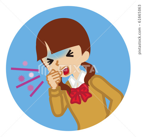 High School Girl Coughing-Symptoms of... - Stock Illustration [61665863 ...