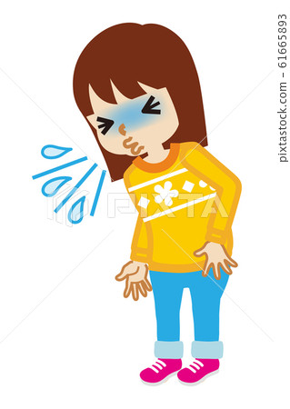 打噴嚏的女孩感冒症狀-全身 61665893