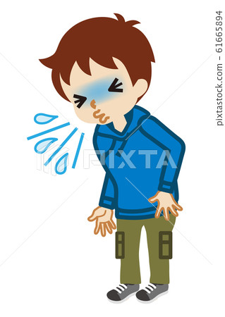 Sneezing boy-cold symptoms-whole body - Stock Illustration [61665894 ...