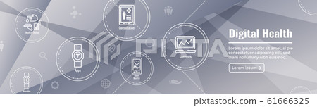 Digital Health Icon Set with Wearable Technology 61666325