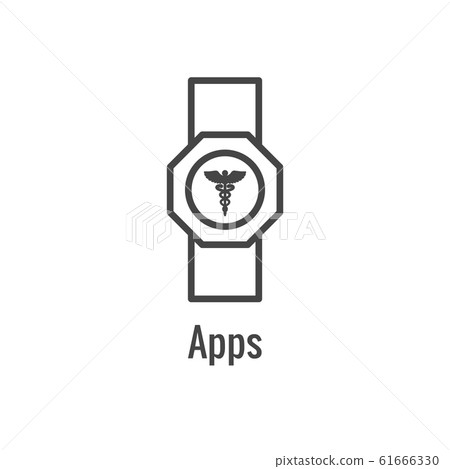 Digital Health Icon w Wearable Technology or 61666330