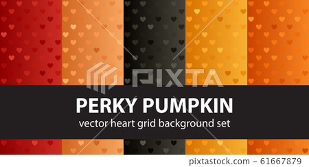 Heart pattern set Perky Pumpkin. Vector seamless 61667879