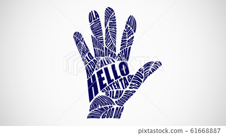 Hello Word In Different Languages Forming Hand... - Stock Illustration ...