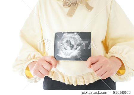 Young pregnant woman with echo image Young pregnant woman with echo image 61668963