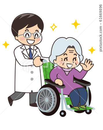 Doctor elderly woman wheelchair Doctor elderly woman wheelchair 61669896