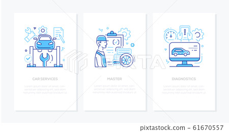 Vehicle repair and maintenance concept - line design style banners 61670557