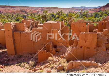Ancient kasbah ruins and palm oasis in Tinghir Morocco 61670617