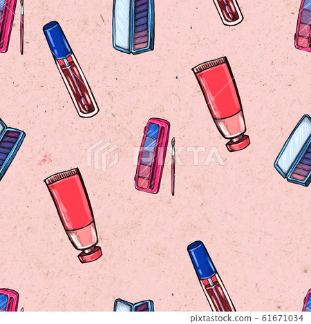 Make up seamless pattern. Hand drawn beauty background. 61671034