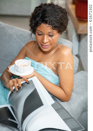 Beauty Day. Woman doing her daily skincare routine at home 61671302