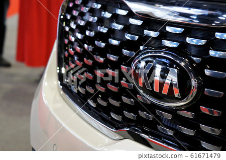 KIA car commercial emblem and brand logo. Modern & high technology car build by South Korea famous car manufacture.    KIA car commercial emblem and brand logo. Modern & high technology car build by South Korea famous car manufacture.    61671479