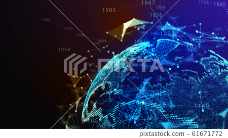 Global world map. Futuristic concept background with planet Earth. Internet and technology. Blue background. 3d illustration 61671772