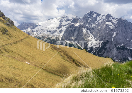 Beautiful view of the Marmolada massif in the 61673202
