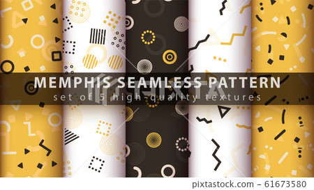 Memphis seamless pattern - set five items. - Stock Illustration ...
