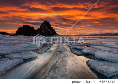 Ice patterns on Lake Baikal. Siberia, Russia 61673838