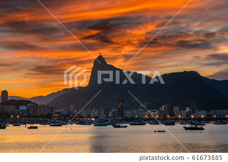 Beautiful panorama of Rio de Janeiro at twilight, Brazil. Corcovado 61673885