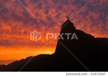 Beautiful panorama of Rio de Janeiro at twilight, Brazil. Corcovado 61673887