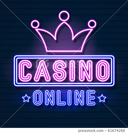 Casino Neon Sign, Bright Signboard, Light Banner. 61674268