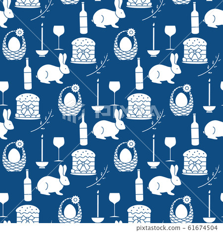 Vector seamless pattern Easter symbols Festive Vector seamless pattern Easter symbols Festive 61674504