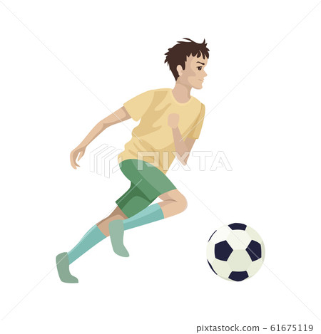 The player runs for the ball. Football competitions. Vector character 61675119