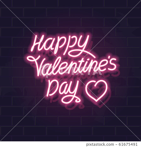 Neon happy Valentine's day typography.... - Stock Illustration ...