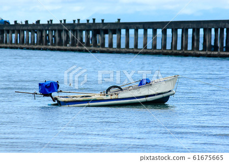 Concrete bridges stretched into the sea. Concrete bridges stretched into the sea. 61675665
