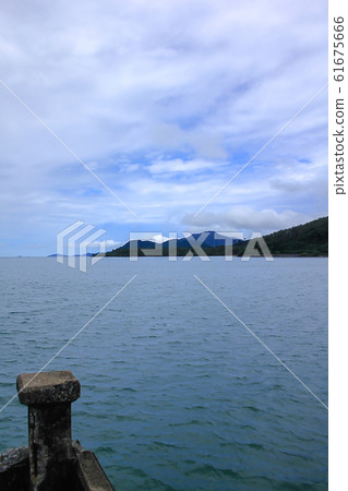 Concrete bridges stretched into the sea. 61675666