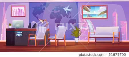 Travel agency office interior with operator desk Travel agency office interior with operator desk 61675700