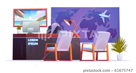 Travel agency empty office interior Travel agency empty office interior 61675747