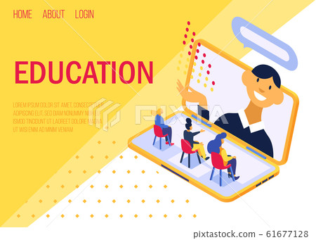 Education online concept, lecture on laptop screen vector illustration internet web page. 61677128