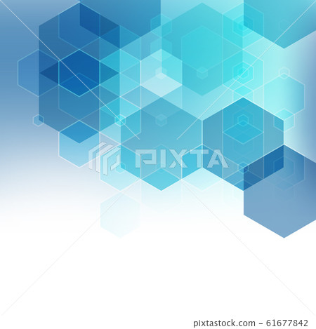 Vector Abstract geometric background. Template brochure design. Blue hexagon shape 61677842