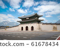 Gyeongbokgung palace gate and wall with nice sky 61678434
