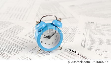 1040 Individual income tax return form and blue 61680253