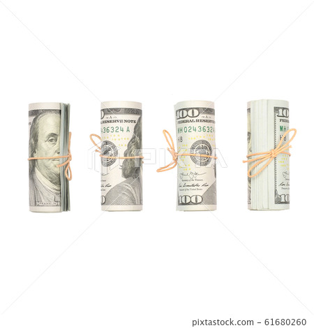 Several bundles of US dollars isolated on white 61680260