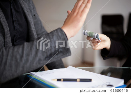 Business. Business Man Who Gets Bribe. Man Does not Want Take Br 61680446