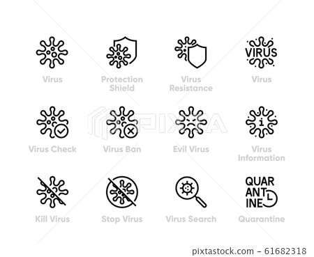 Virus vector icon set. Biohazard, Stop... - Stock Illustration ...