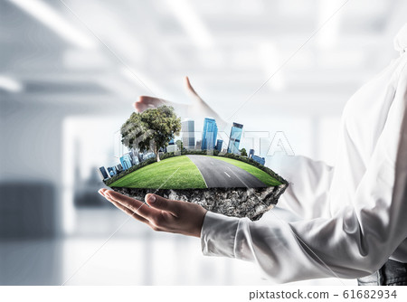 Modern eco friendly city and ecology concepts. 61682934